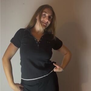 Y2k Reitmans Black Short Sleeve Polo